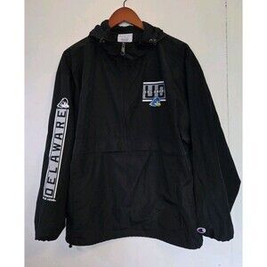 University of Delaware Blue Hens Windbreaker Mens L Champion Black Full Zip